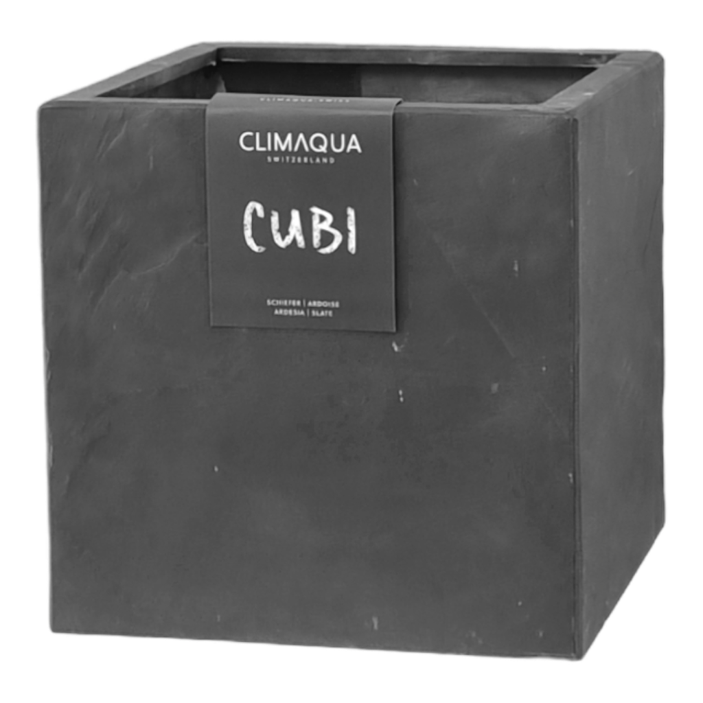 Planter anthracite angular slate CUBI 30 from CLIMAQUA